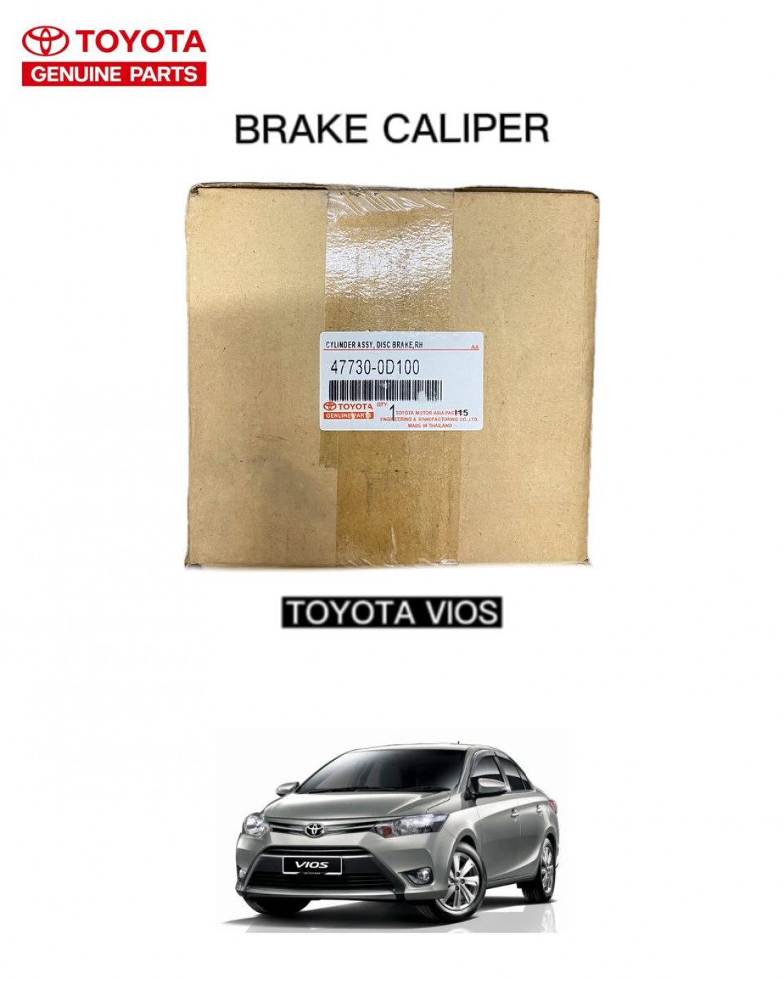 Toyota Vios Front Right Brake Caliper Original 477300D100